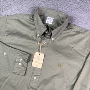 Brooks Brothers Shirt Mens Large Green Oxford Button Down OCBD Regent Logo